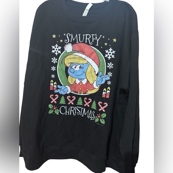 Zuni The Smurfs Merry Christmas Smurfette Sweatshirt Unisex Size 2XL - Picture 2 of 6